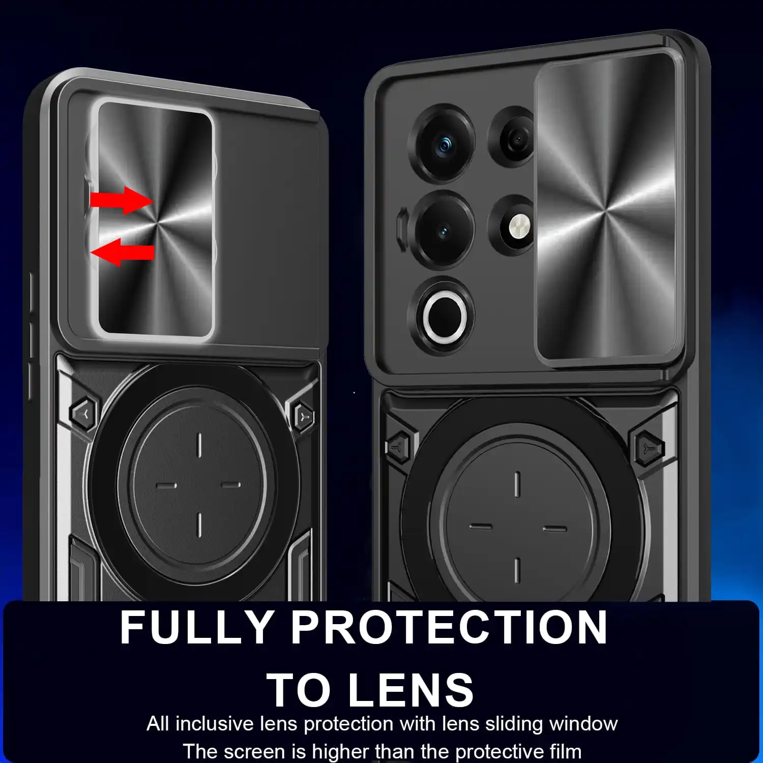 Case for itel S25 Ultra Magnetic Slide Camera Protection itel S25 4G S23+ S23 Cover 360 Rotate Kickstand Armor Ring Funda Capa