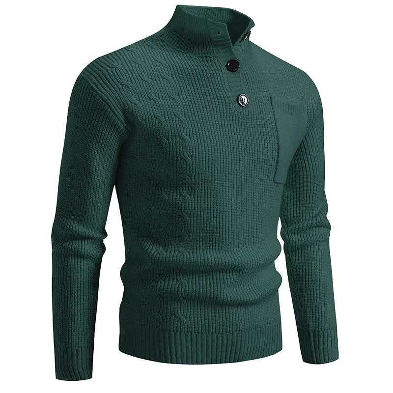 2024 High Quality Men's New Autumn and Winter Casual Warm Color Block Sweater Knit Tops Man Clothes