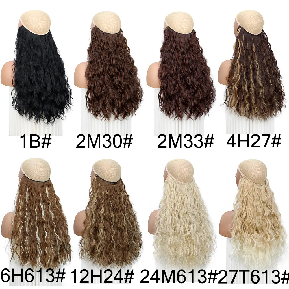 Long Synthetic Fishing Line Hair Extensions Elegant Water Wave Curly Styles for Women Lightweight Fluffy-Looking Hairpiece - view 3