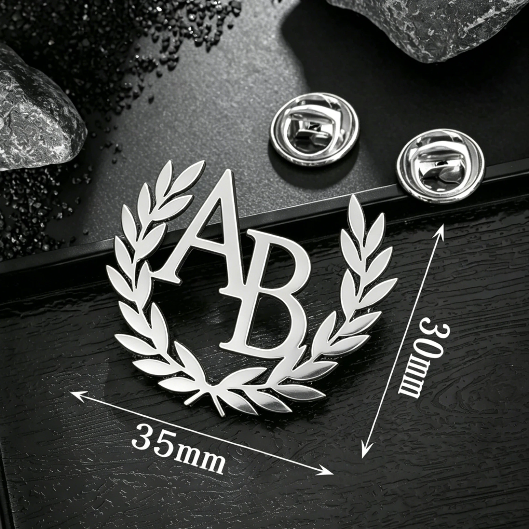 

Custom Olive Branch Initial Name Brooch Personalized Stainless Steel Pin for Women Men Trendy Jewelry Gift Badge Romantic