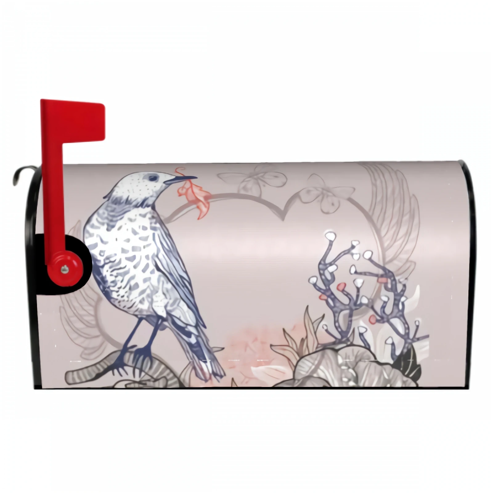 

Blue Forest Bird Magnetic Mailbox Cover Blooming Wild Rose Magnetic Mailbox Cover Waterproof Mailbox Wraps Post Letter Box Decor