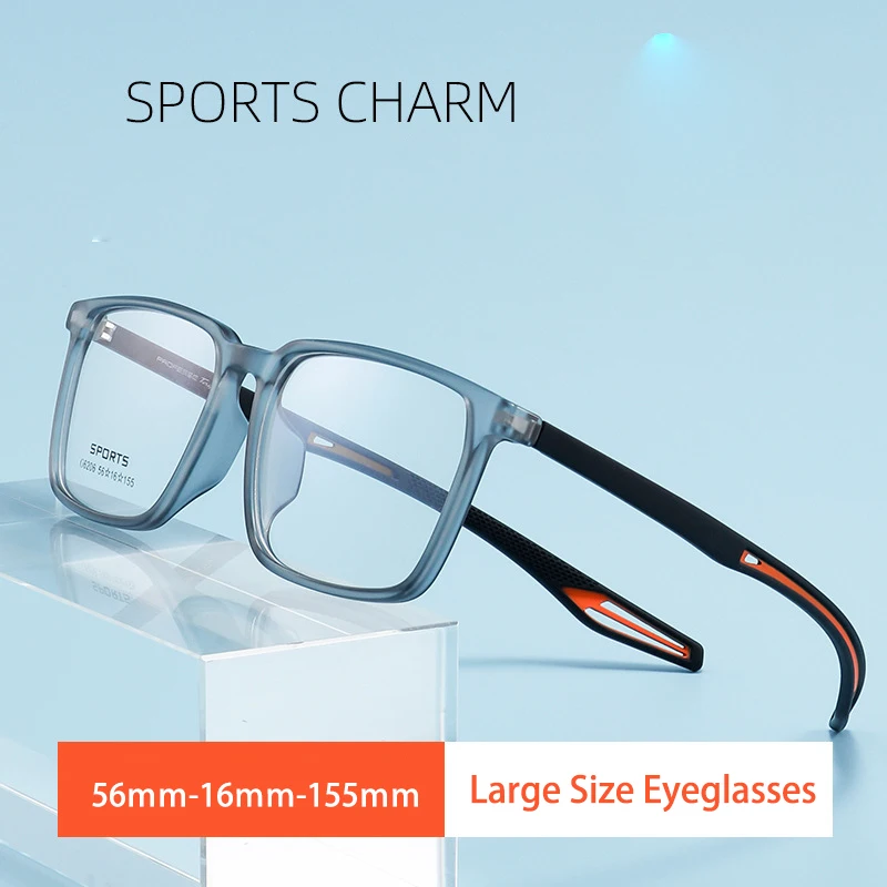 Optical Prescription Eyeglasses Black 2024 Fashion Ultra Light TR90 Sports Glasses Large Size Myopia Eyewear Men Frame G6206