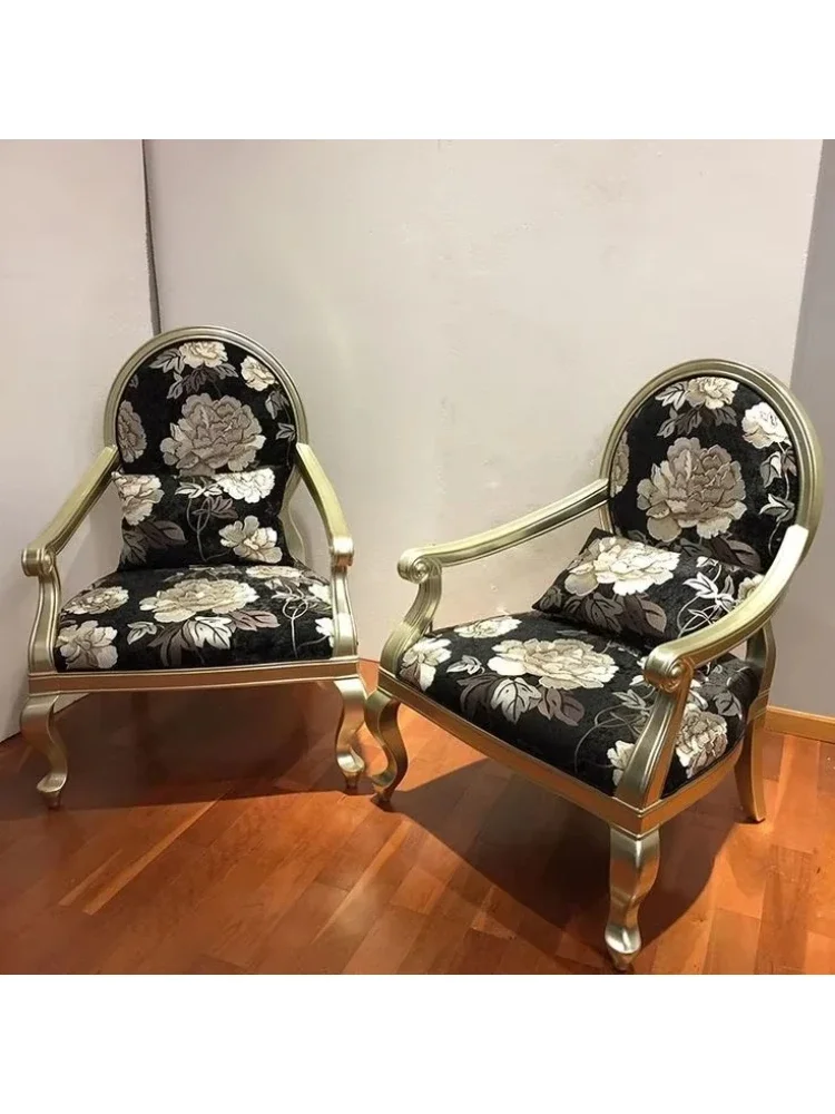 

Home dining room Wooden frame and sponge cushion lounge chair Luxury dining chair