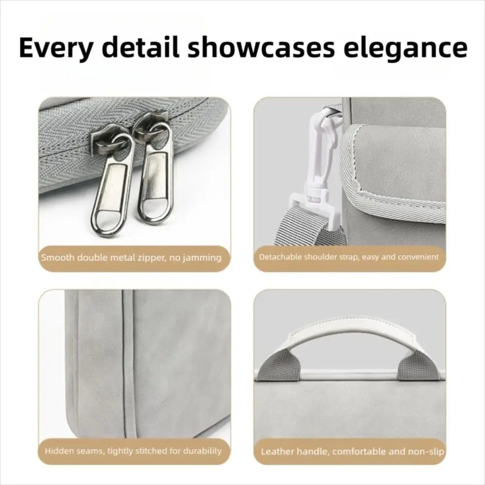 Universal 11-13inch Tablet Case Nappa Leather with Shoulder Strap Laptop Sleeve Case Adjustable Waterproof Carrying Case
