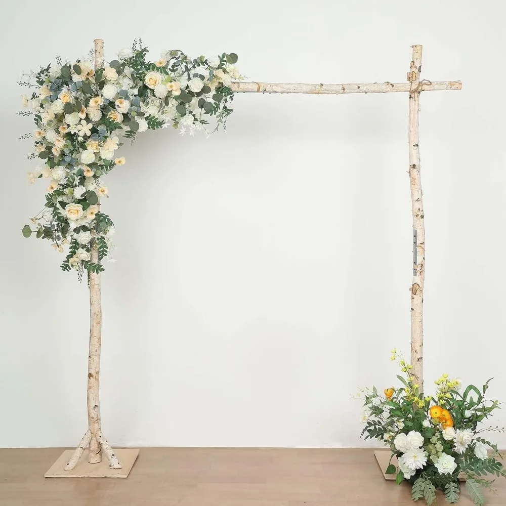 7.5ft Natural Birch Wood Square Wedding Arch, Rustic Arbor Photography Backdrop Stand