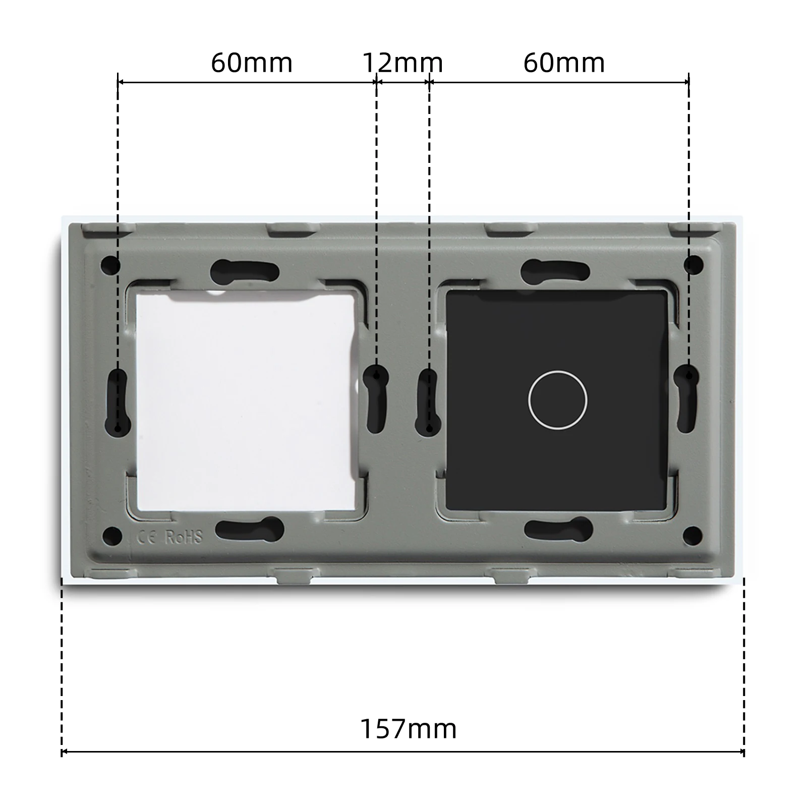 BSEED 1/2/3Gang Crystal Glass Panel Plus Frame 157mm Pearl White Black Gloden For Wall Switches Power Socket Module Only Frame