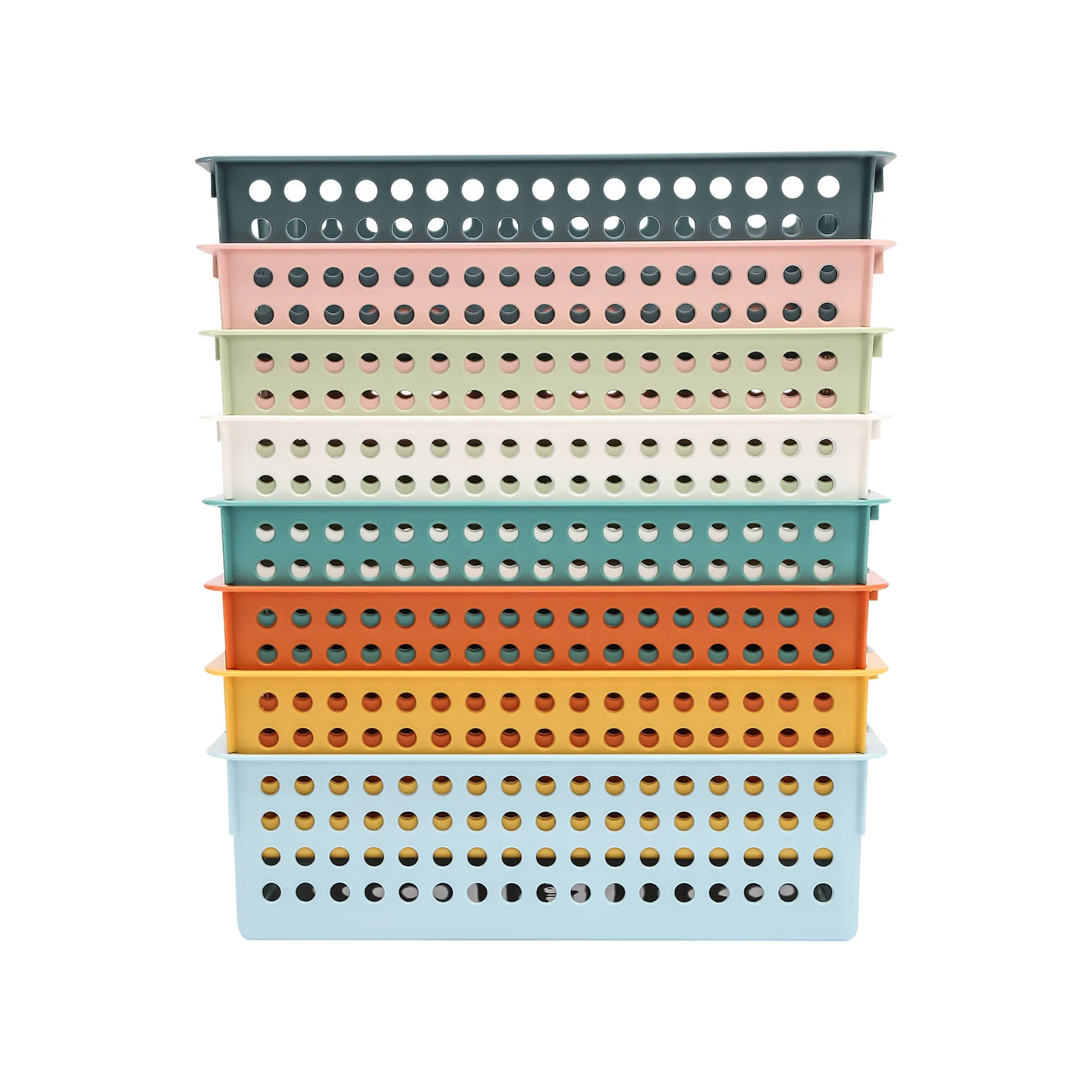 

24-Pack Plastic Classroom Baskets Stackable Colorful Organizer Basket Paper Storage Bin Office School File Holder with Handle