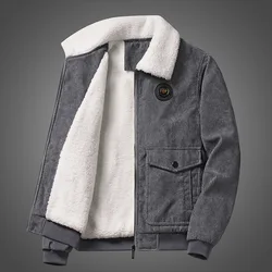 New men's jacket autumn winter corduroy warm lapel coat fashion original fleece thickened streetwear men's clothing S-XXXL