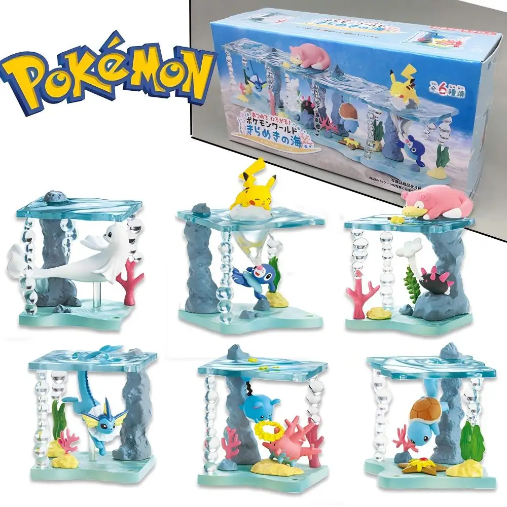 

6 стилей, коллекция аниме Pokemon World In Sea, фигурка Squirtle Dewgong Slowpoke Marill Pyukumuku Corsola Popplio