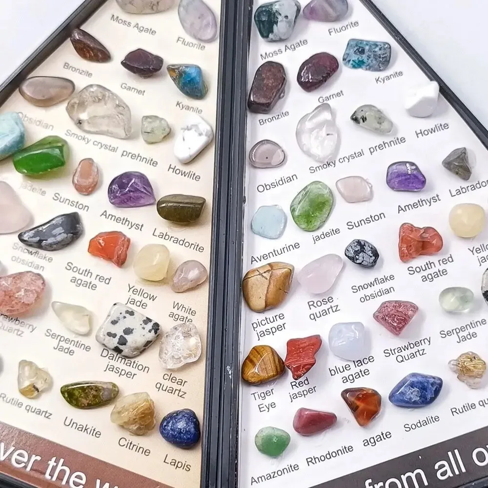 36 PCS/Box Natural Healing Crystals Mineral Specimens Irregular Tumbled Stones Rock Collection Box For Kids Research Teaching