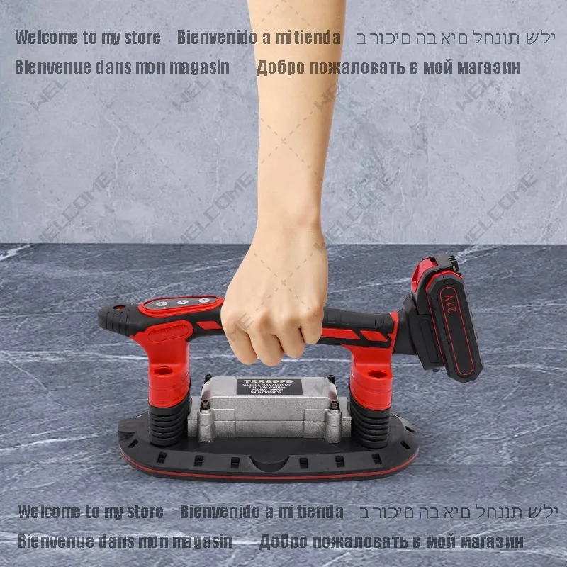 Hand Tile Vibration Tool with Electric Vacuum Suction Cup 6-Speed Adjustable Tile Installation Machine Two Batteries 21V 2000mAh