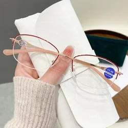 Anti Blue Light Presbyopia Eyeswear Reading Glasses Memory Hyperopia Half-frame Eyeglasses óculos +1.0+1.5+2.0+2.5+3.0+3.5+4.0