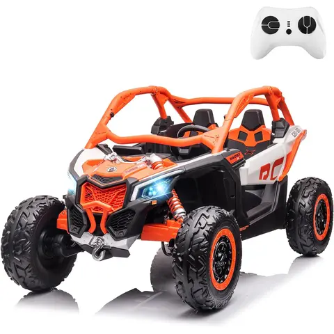 Carro utv de 2 lugares para crianças, caminhão off-road elétrico com controle remoto para pais, 2 x 24v máx. 130lbs de bateria, 4 motores de 200w
