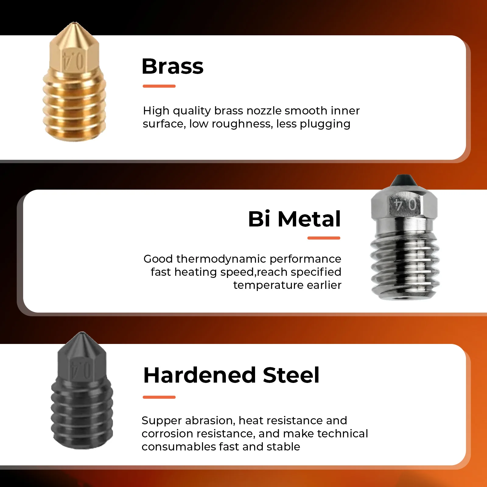 

Насадка из закаленной стали для лабораторного сопла Bambu X1 0,2/0,4/0,6/0,8 мм Bambulab X1C Bi Metal Nozzle p1p для деталей Bambulab P1p Hotend