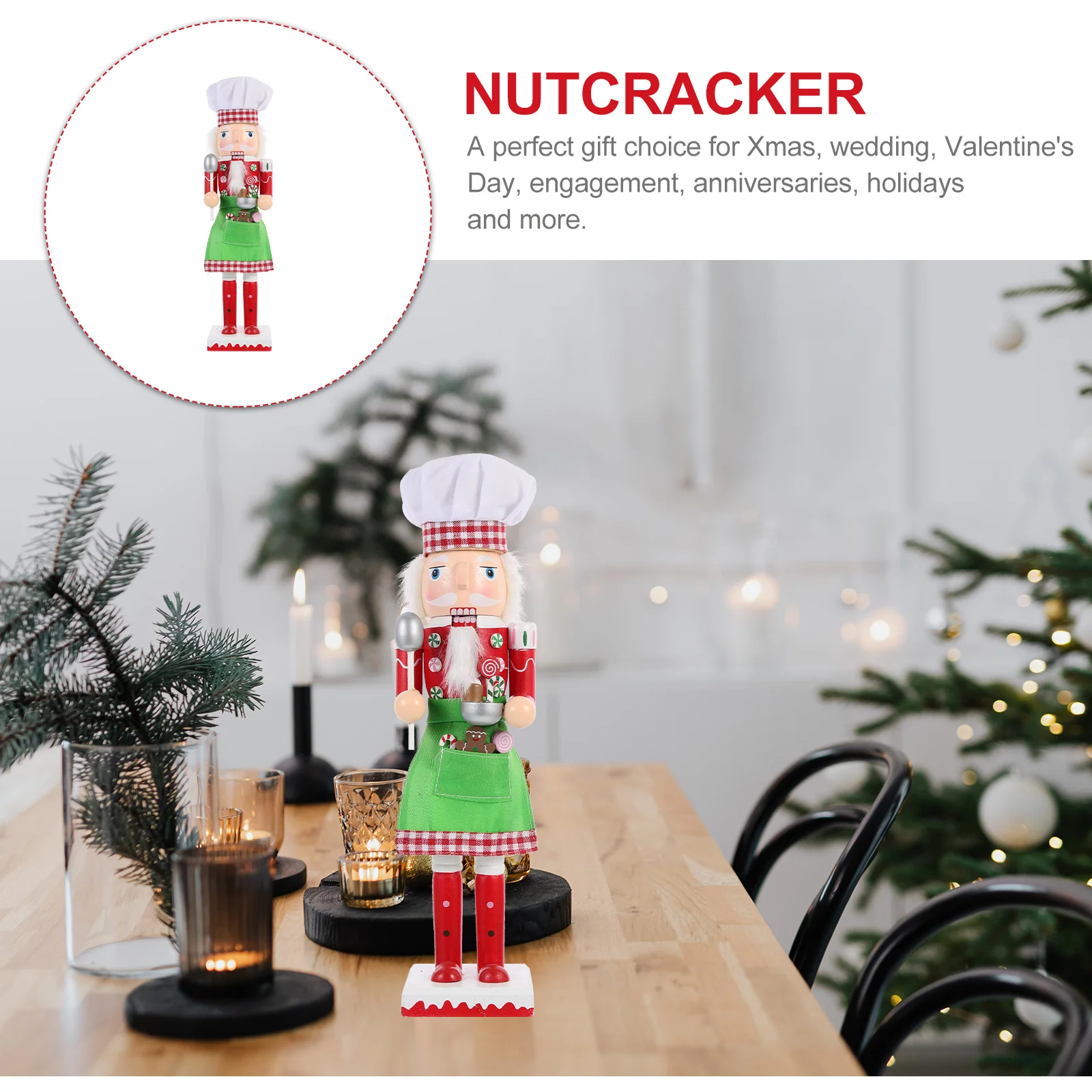 

1pc Wooden Nutcracker Ornament Hand-Painted Christmas Decoration Desktop Holiday Xmas Party Supplies Home Decor Craft