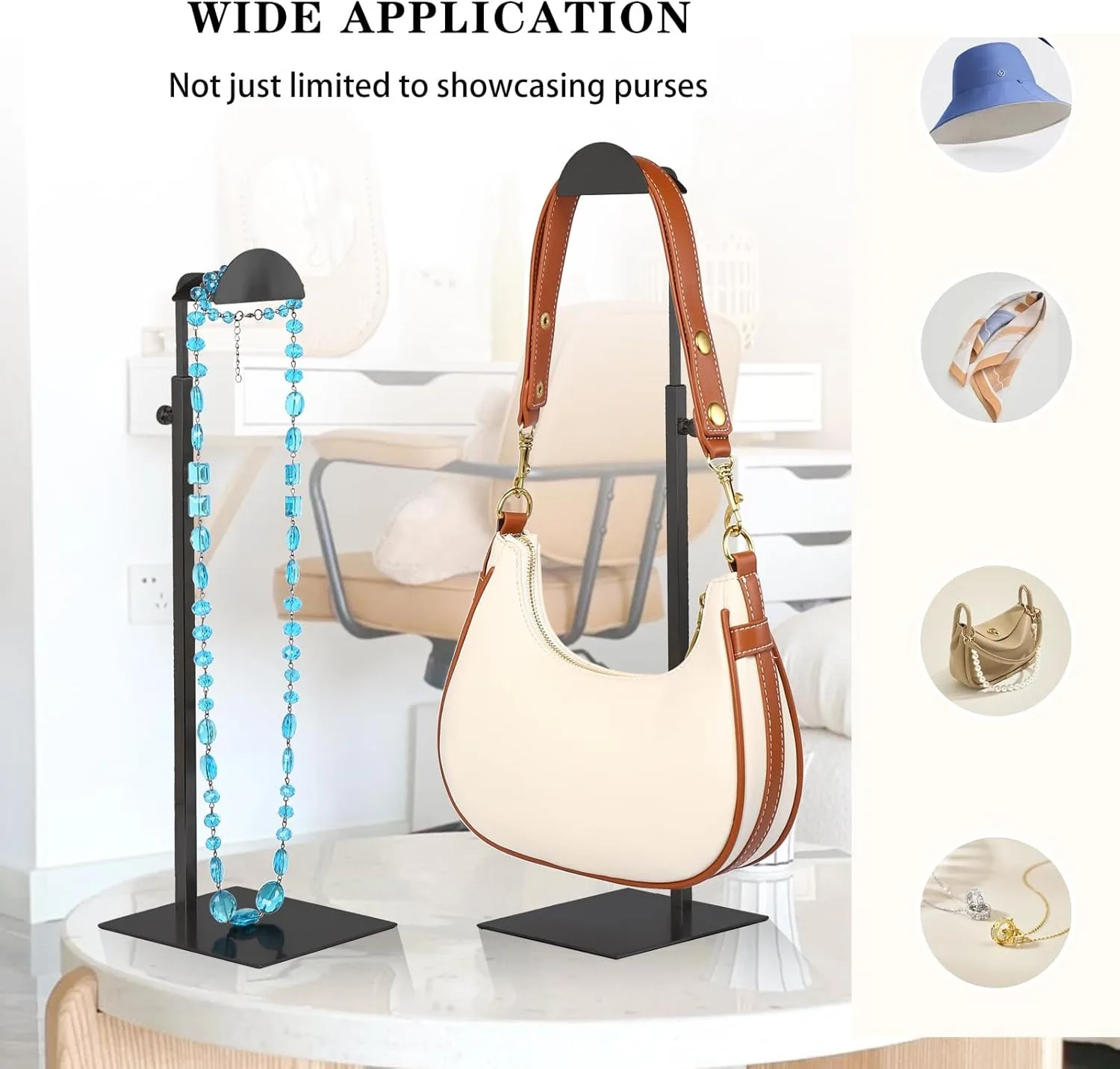 Bag Display Rack Adjustable Height Countertop with Hanging Hook Handbag Display Stand for Shopping Mall Shop Boutique Store