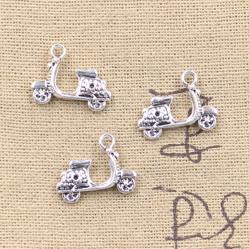30pcs Charms Motorbike Motorcycle 14x18mm Antique Silver Color Pendants Tibetan Findings DIY Handmade Making Craft