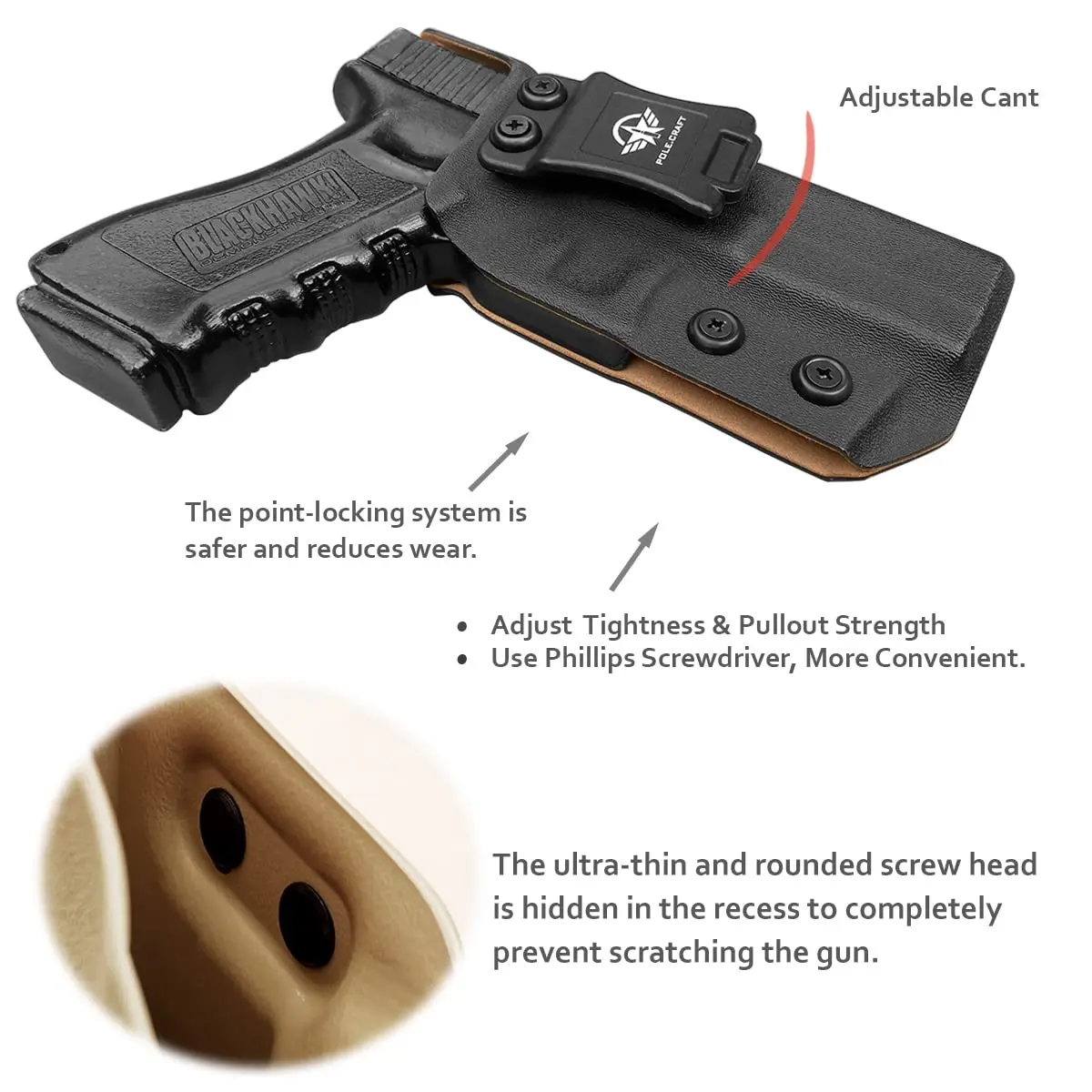 Imagem -04 - Carbon Fiber Kydex Holster Iwb Holster para Glock 17 Glock 22 Glock 31 Gen Pistol Inside Escondido Carry