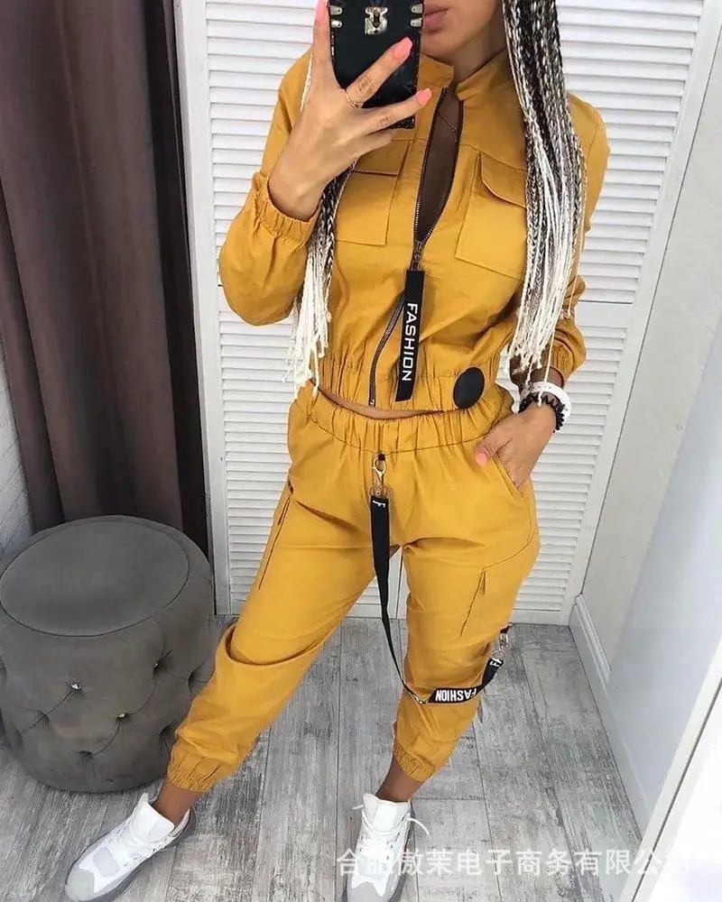 Long Sleeve Zipper Tops Two Pieces Tracksuit Sets Women Joggers Pants Streetwear Track Suit Casual Sport Joggers 2022 New