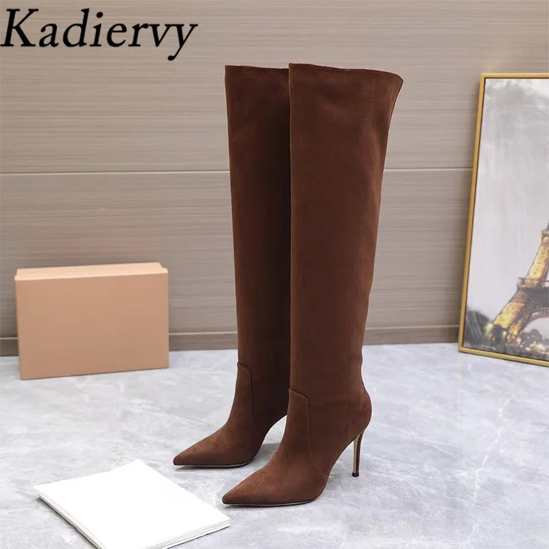 الخريف الشتاء فوق الركبة أحذية النساء أشار تو تمتد أحذية طويلة عالية الكعب أحذية امرأة سوداء الفخذ أحذية عالية امرأة #5
