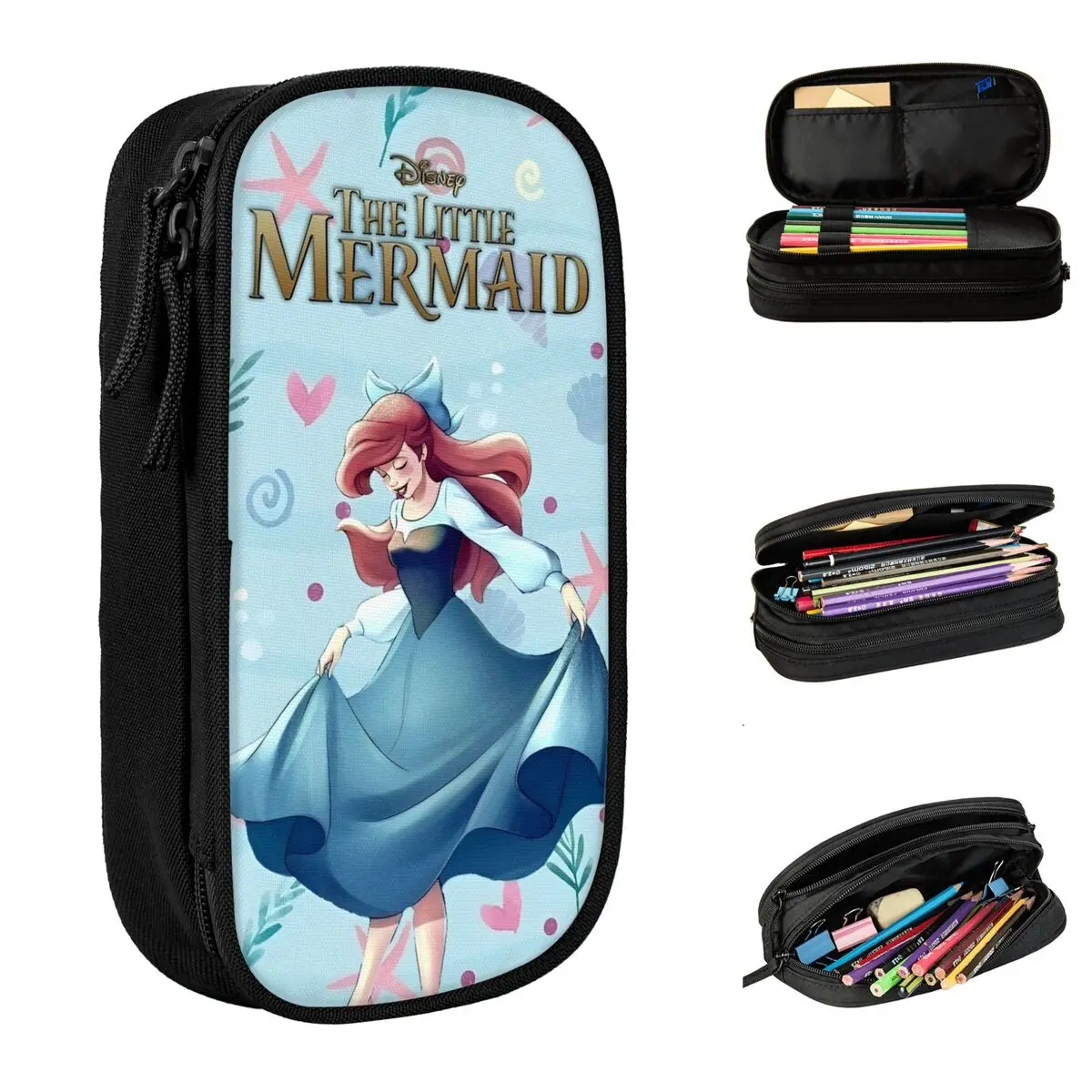 The Little Mermaid Cartoon Pencil Case Ariel Anime Princess Pen Box Pencil Bags Girl Boy Big Capacity Office Gifts Pencilcases