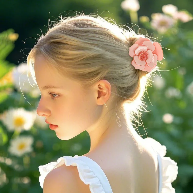 

Новая заколка для волос «Сладкая камелия», заколка из ацетатного волокна, аксессуары для волос из цветочной серии для женщин и девочек