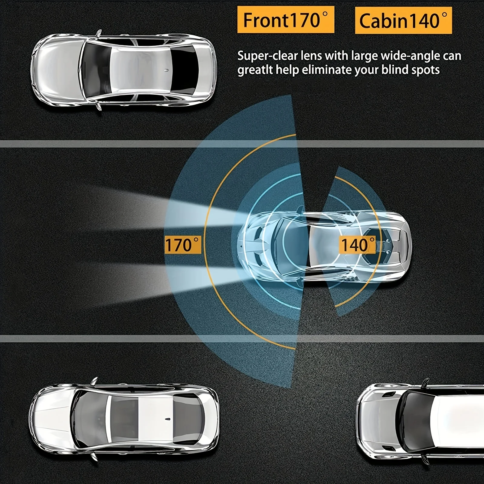 Cámara de salpicadero con cámara Dual WIFI de 1080P para coches, frontal e interior, cámara para coche con visión nocturna IR, grabación en bucle,