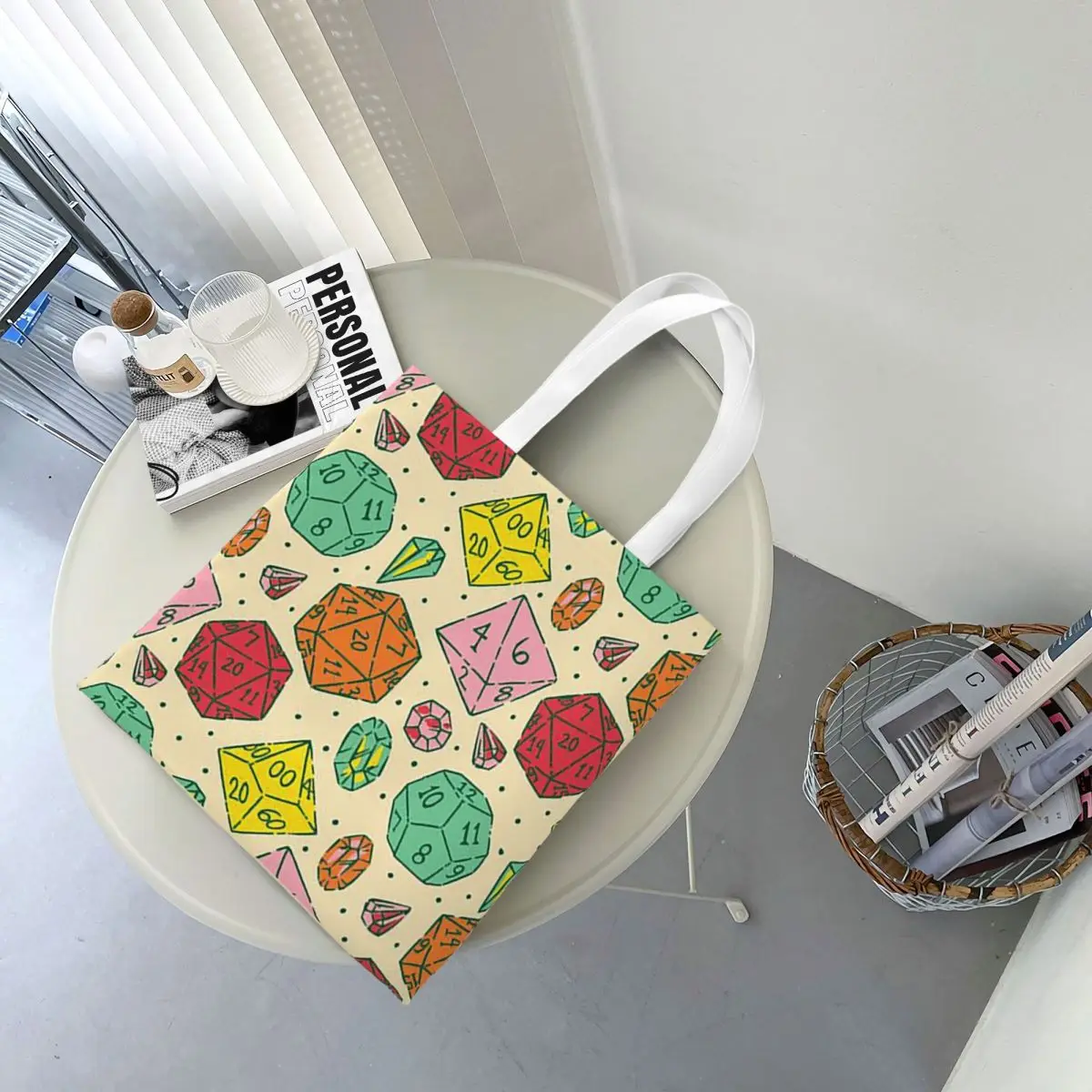 

Roll Initiative Dungeon And Dragon Shopping Bags Canvas The Tote Bag Reusable for Girls Shoulder Tote Travel Handbag