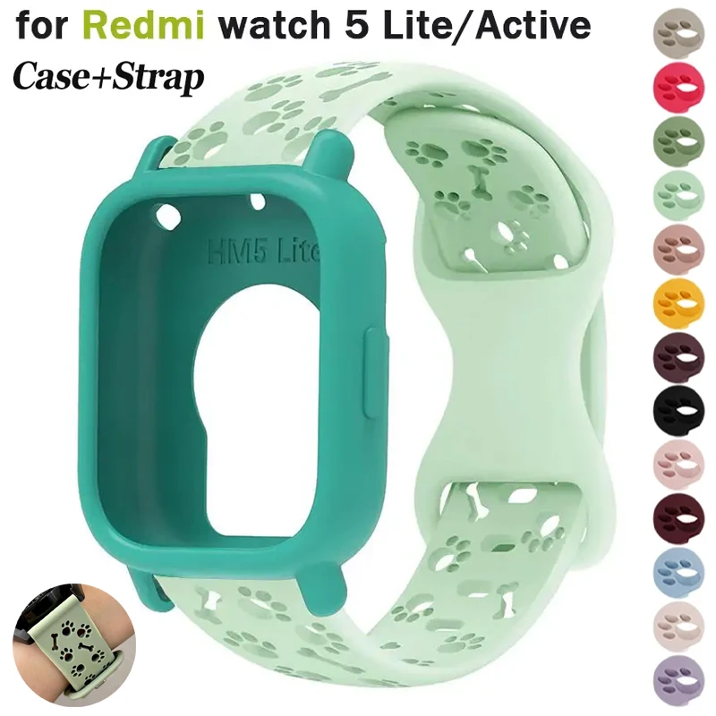 Armband+Hülle für Redmi Watch 5 Active Silikon-Armband Sportarmband Correa für Redmi Watch 5 Lite Band Schutzhülle Zubehör
