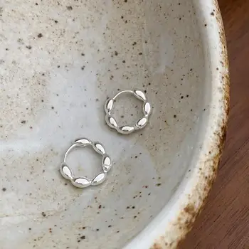 925 スターリングシルバーオリーブの枝フープイヤリング気質シンプルな象嵌女性のウェディングジュエリーアクセサリー