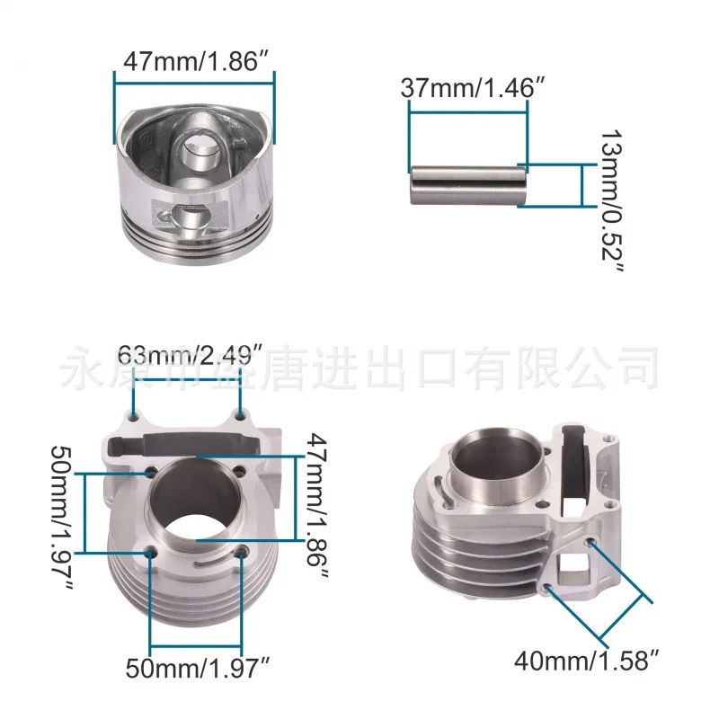 Goofit 47mm Large Diameter Air Cylinder Kits Cylinder Cover Fit Gy6 80cc 139qmb Atv Go Kart