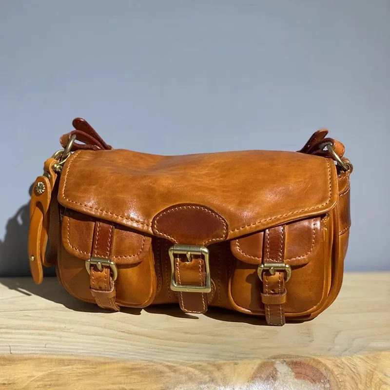 PNDME-Bolso de hombro con múltiples bolsillos para hombre y mujer, bandolera de piel de vaca auténtica, Estilo vintage, de lujo, para uso diario y