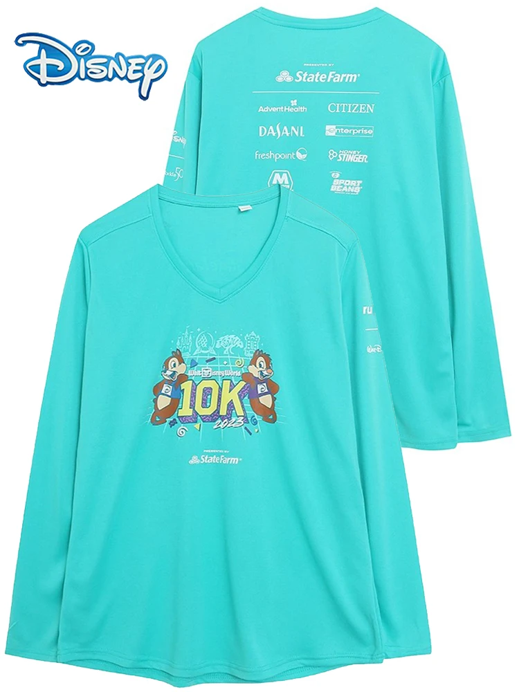 

Быстросохнущая футболка с надписью Disney World 50th Anniversary Castle Chip An' Dale, женская футболка с длинными рукавами и v-образным вырезом, пуловер, футболки