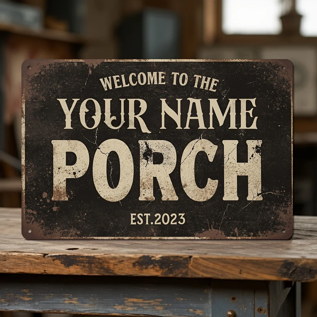 Custom 2D Flat Metal Sign, Personalized Name for Wall Decoration, Suitable for Porch, Patio, Deck, Farmhouse, Housewarming