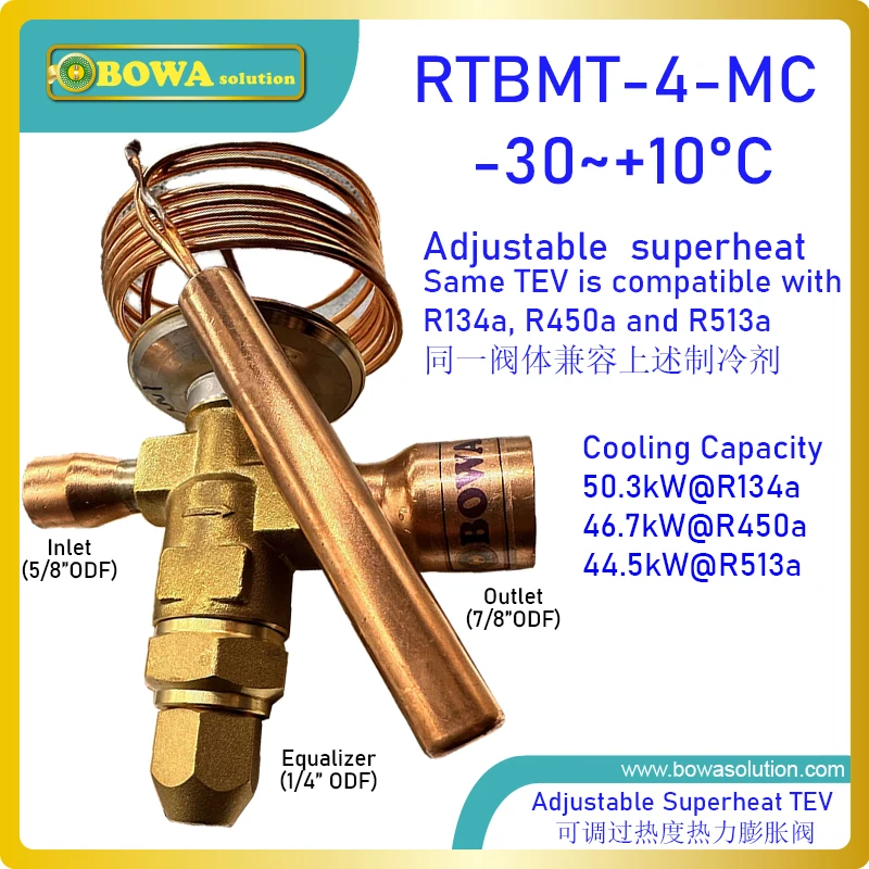 

50kw R134 TX in reverse carrnot cycle controls the amount of refrigerant flow into the evaporator by sensing suction temperature