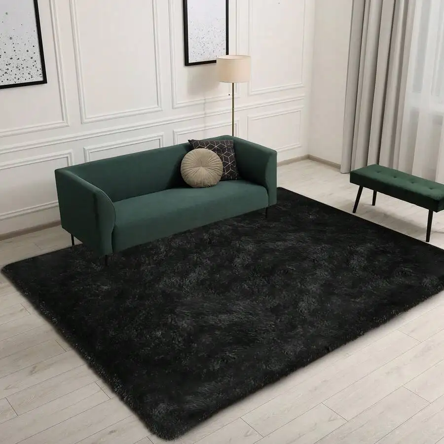 Burgundy Red Fluffy Shaggy Area Rug - Soft Non-Slip, Decorative for Living Room/Bedroom