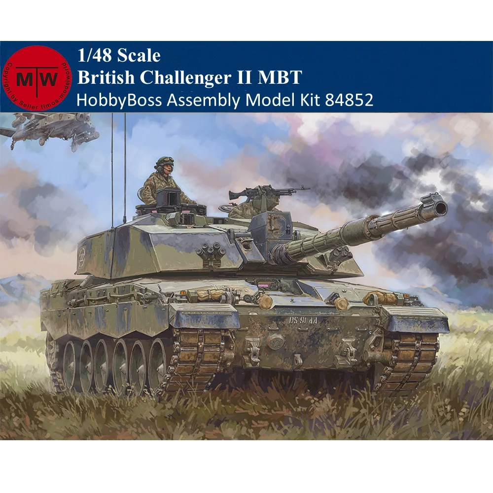 HobbyBoss 84852 1/48 Scale British Challenger II MBT Military Plastic Assembly Model Kit