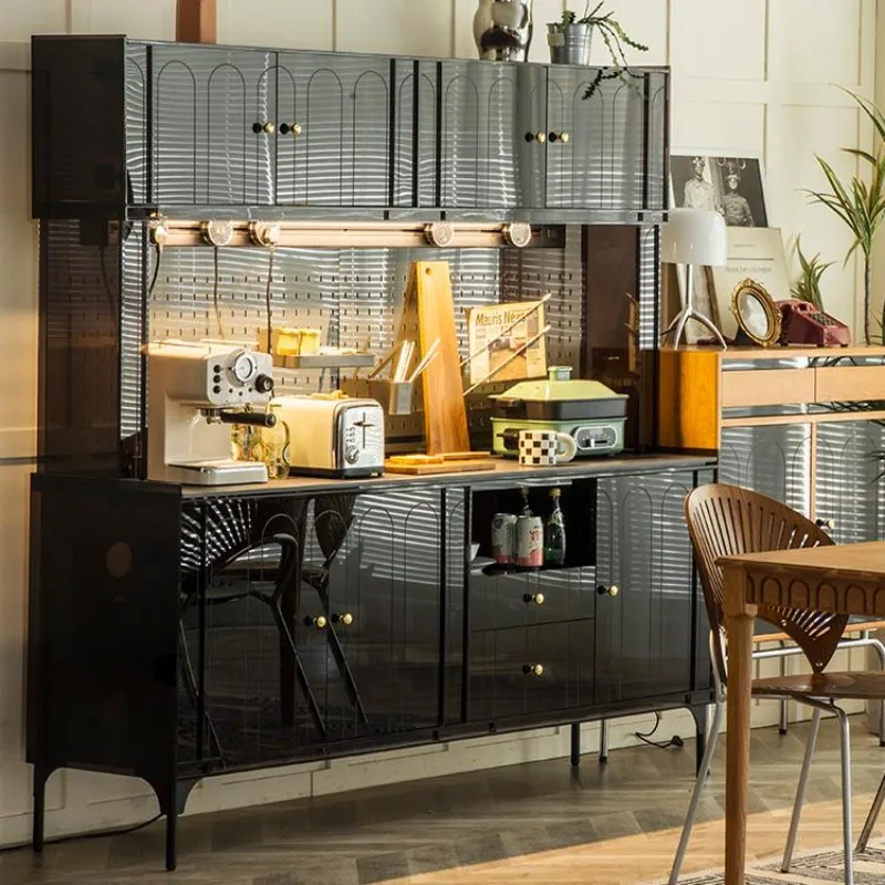 

Grey square light luxury acrylic rock slab large combination dining side cabinet, living room tea and wine cabinet