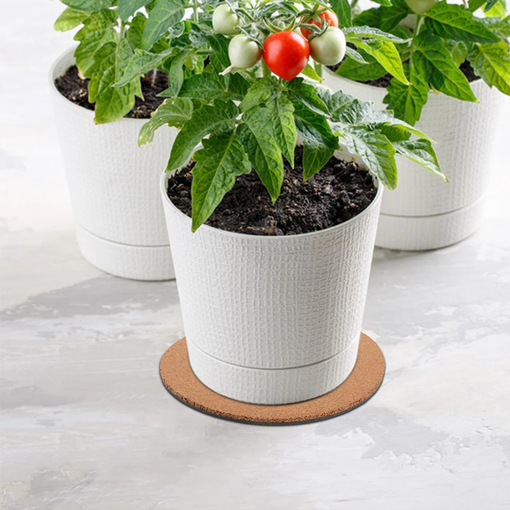 

6pcs Round Plant Flower Pot Base Mats Heat Resistant Scratch Proof Non Slip Cork Coasters For Indoor Outdoor Gardening Thick