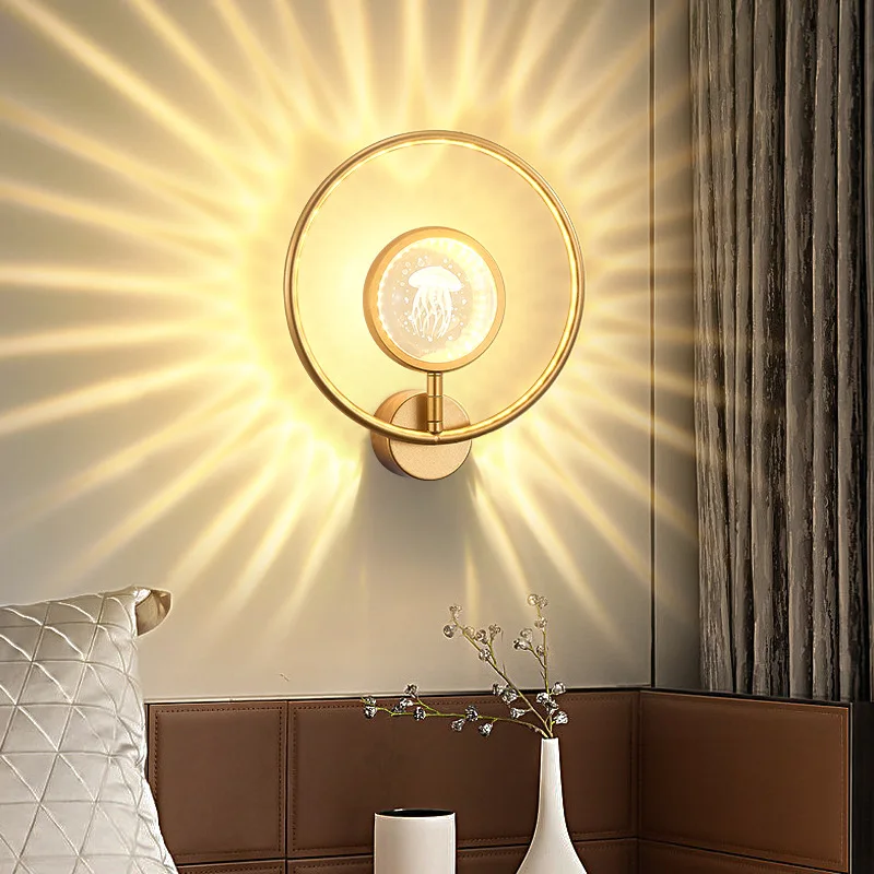 New living room wall lamp led crystal bedside lamp bedroom wall light luxury simple living room background wall aisle