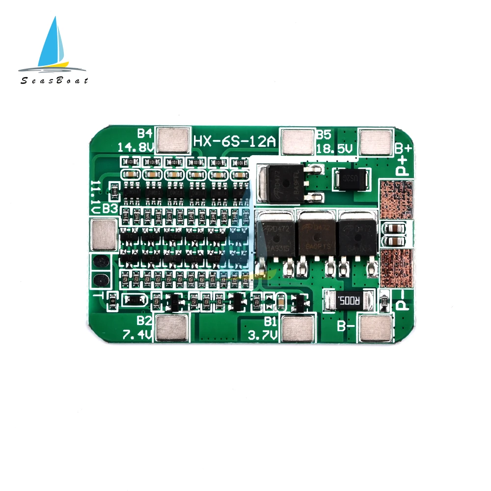 6S 12A 15A 22V PCB BMS لوح حماية ل 6 حزمة 18650 ليثيوم أيون خلية بطارية ليثيوم وحدة