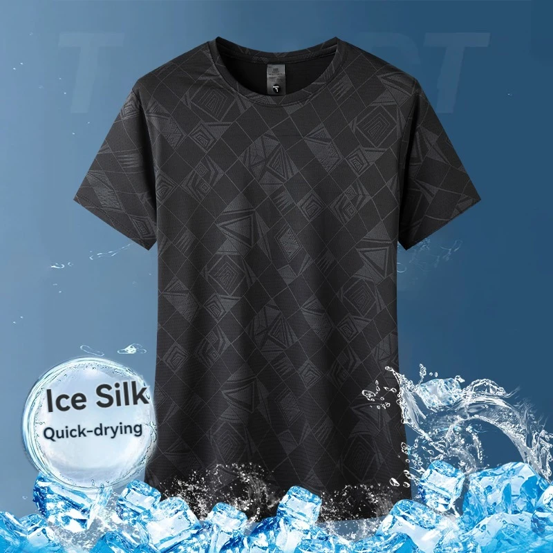 Big Children's Outdoor Lightweight Breathable Sports Casual Ice Silk Neutral Quick Drying Loose Breathable Short Sleeved T-shirt