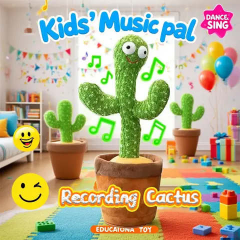 Dancing Cactus Toy Repeating Talking Plush Toy Wriggle Singing Dancing Stuffed Animal Baby Toddler Christmas Gift Kids Adult Fun