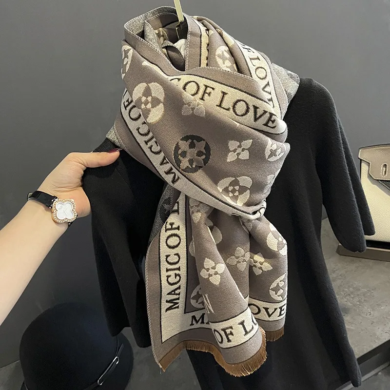 

Autumn and Winter Printed Cashmere Scarf Women's Dual-use Air Conditioning Shawl 2024 New Double-sided Thickened Scarf