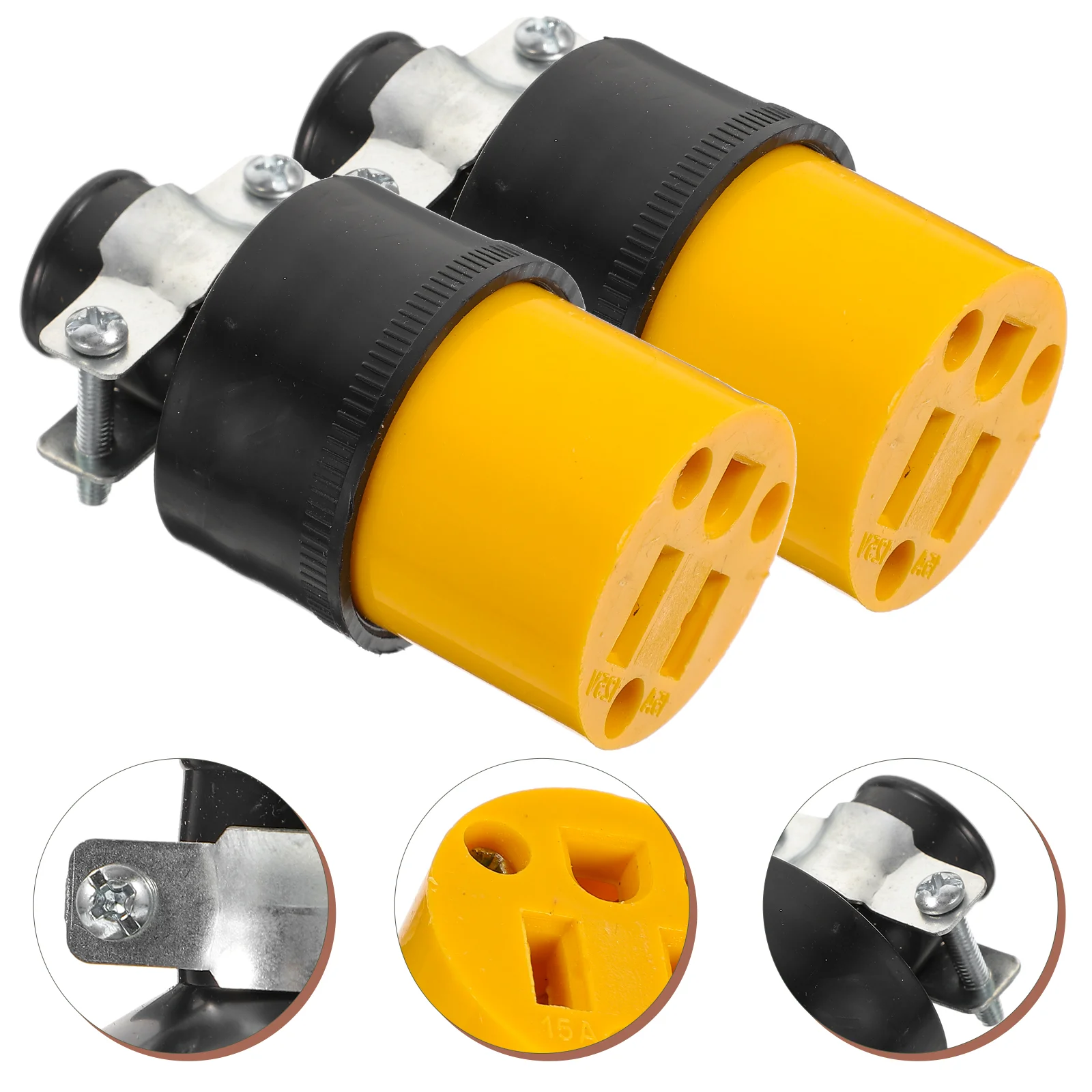 

2 Pcs Socket Replacement Plug Electrical Blade 3-Prong Grounding Connectors Female Extension Cord Ends