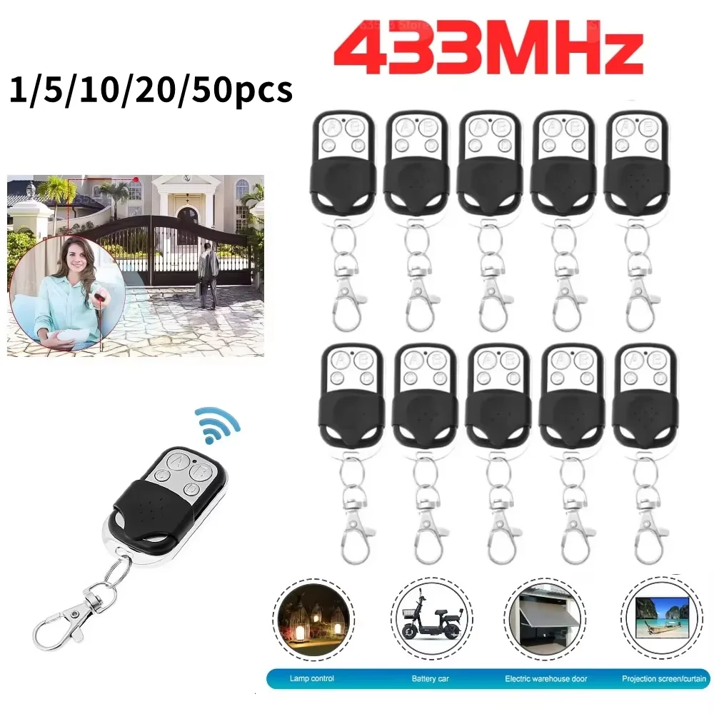 1-50pcs 433MHz Remote Control Universal Garage Remote 4 Buttons Duplicator Controller Replacement Wireless Car Keys for Garage