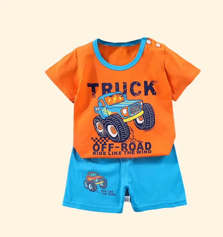 Modische Kinderkleidung Jungen Mädchen Sets Top Shorts 2-teilig 100% Baumwolle Weich Sommer Kinder Baby Kleidung T-Shirt Shorts Kleinkind Anzug – Detail 8