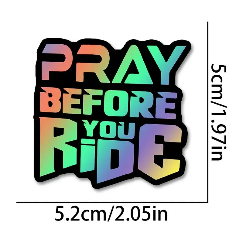 1PC "Trendy Moto Sticker, 'Pray Before You Ride'-Themed Auto Decal, Cool Sticker for Customization, Standout Car Style Item"