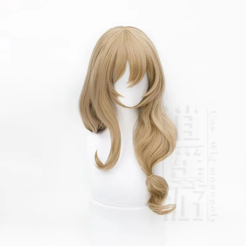 Jeu Genshin Impact Lisa Cosplay Perruque, Cheveux Synthétiques Bouclés en Lin, Résistant à la Chaleur, Halloween Party, Bonnet Ultraviolette, 50cm