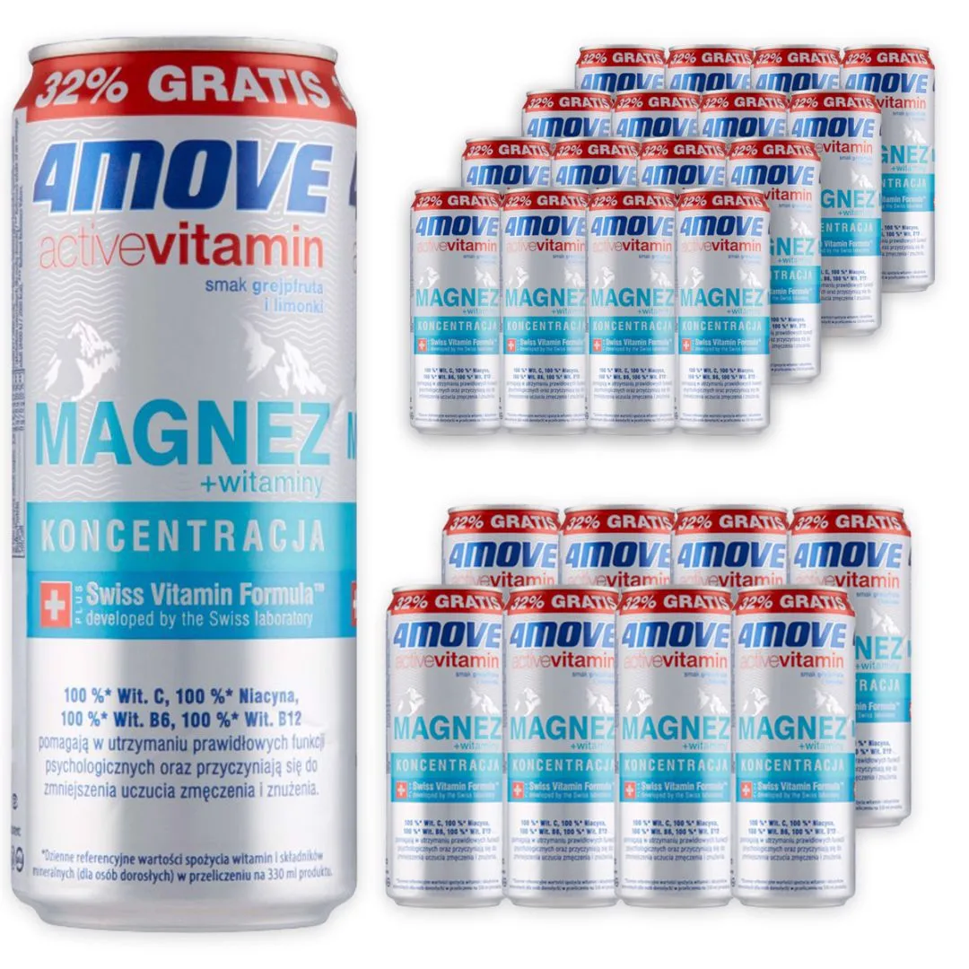 4Move Active Vitamin Concentration Grapefruit Flavor Carbonated Drink 330 ml x 24 Pieces